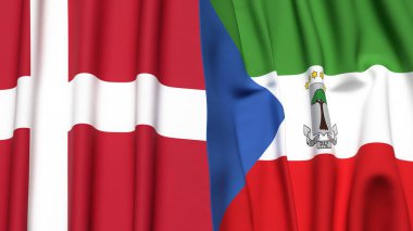 DENMARK Bayrakları ve Eşitlikçi Guinea Gerçekçi kumaş dokusuna sahip