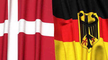 Gerçekçi kumaş dokusuna sahip DENMARK ve GERMANY bayrakları