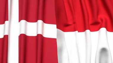 DENMARK ve Monako bayrakları gerçekçi kumaş dokusuna sahiptir.