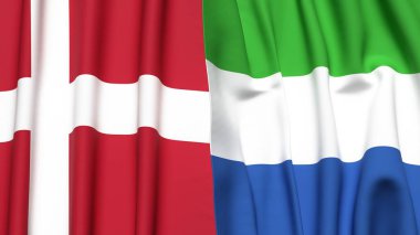Gerçek kumaş desenli DENMARK ve SIERRA LEONE bayrakları