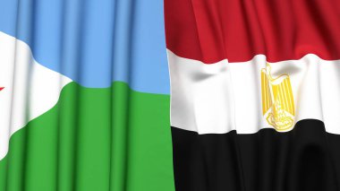 DJIBOUTI ve EGYPT bayrakları gerçekçi kumaş dokusuyla
