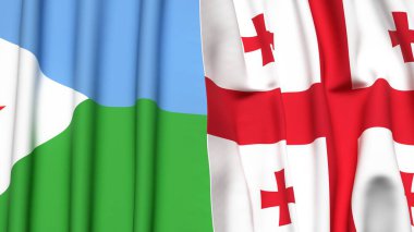 Gerçekçi kumaş dokusuna sahip DJIBOUTI ve GEORGIA bayrakları