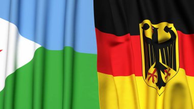 DJIBOUTI ve GERMANY bayrakları gerçekçi kumaş dokusuyla