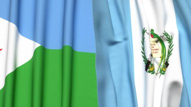 DJIBOUTI ve GUATEMALA 'nın gerçekçi kumaş dokusuyla bayrakları