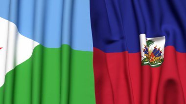 DJIBOUTI ve HAITI bayrakları gerçekçi kumaş dokusuyla
