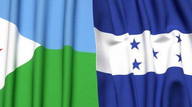 DJIBOUTI ve HONDURAS bayrakları gerçekçi kumaş dokusuyla