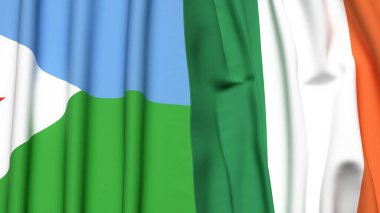 DJIBOUTI ve IRELAND bayrakları gerçekçi kumaş dokusuyla