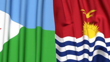 DJIBOUTI ve KIRIBATI bayrakları gerçekçi kumaş dokusuyla