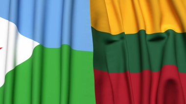DJIBOUTI ve LITHUANIA bayrakları gerçekçi kumaş dokusuyla