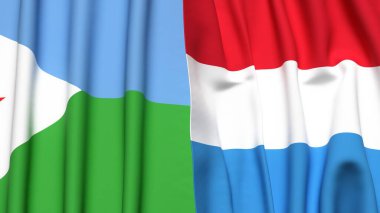 DJIBOUTI ve LUXEMBOURG bayrakları gerçekçi kumaş dokusuyla