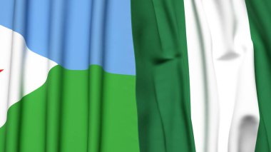 DJIBOUTI ve NIGERIA bayrakları gerçekçi kumaş dokusuyla