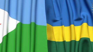 DJIBOUTI ve Rwanda bayrakları gerçekçi kumaş dokusuyla