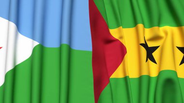 DJIBOUTI ve SAO TOME bayrakları gerçekçi kumaş dokusuyla