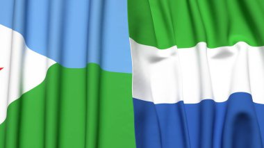 DJIBOUTI ve SIERRA LEone bayrakları gerçekçi kumaş dokusuyla