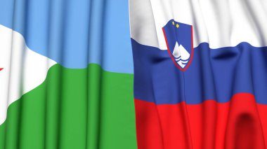 DJIBOUTI ve SLOVENIA bayrakları gerçekçi kumaş dokusuyla