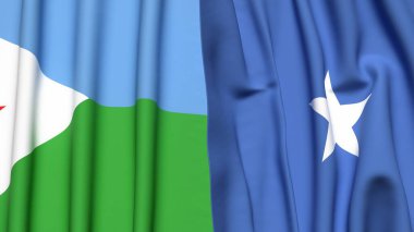 DJIBOUTI ve SOMALIA bayrakları gerçekçi kumaş dokusuyla