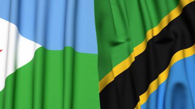 DJBOUTI ve TANZANIA bayrakları gerçekçi kumaş dokusuyla