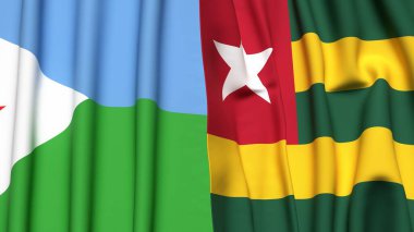 DJIBOUTI ve TOGO bayrakları gerçekçi kumaş dokusuyla