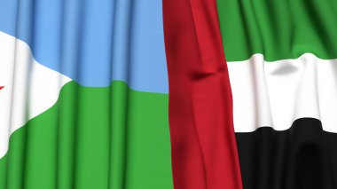 DJIBOUTI ve BAE bayrakları gerçekçi kumaş dokusuyla