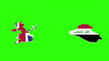 BİRLİK KINGDOM 'dan IRAQ' a Uçuşun Animasyonu Yeşil Ekranda