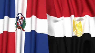 DOMINICAN REPUBLIC Bayrakları ve gerçekçi kumaş dokusuna sahip EGYPT
