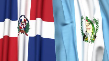 Gerçekçi kumaş dokusuna sahip DOMINICAN Cumhuriyet ve GUATEMALA bayrakları