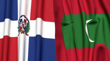 DOMINICAN REPUBLIC ve MALDIVES bayrakları gerçekçi kumaş dokusuna sahip