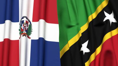 DOMINICAN REPUBLIC Bayrakları ve gerçekçi kumaş dokusuna sahip Aziz KITT