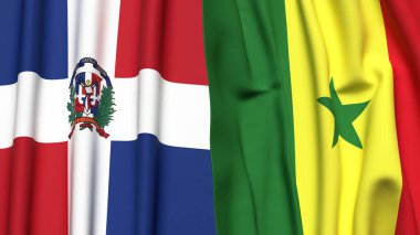 DOMINICAN Cumhuriyet ve Senegal bayrakları gerçekçi kumaş dokusuna sahip