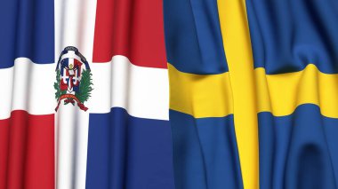 DOMINICAN REPUBLIC Bayrakları ve gerçekçi kumaş dokusuna sahip SWEDEN
