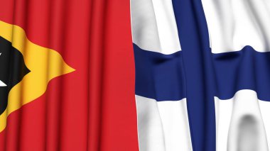 Doğu Timor ve FINLAND 'ın gerçekçi kumaş dokusuyla bayrakları
