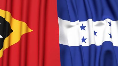 Doğu TiMOR ve HONDURAS bayrakları gerçekçi kumaş dokusuyla
