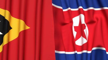 Doğu Timor ve Kore 'nin bayrakları gerçekçi kumaş dokusuna sahip.