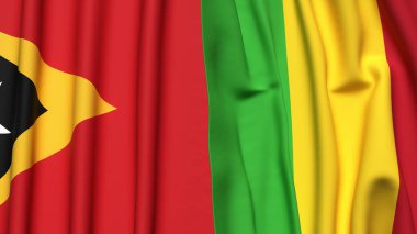 Doğu Timor ve Mali 'nin gerçekçi kumaş dokusuna sahip bayrakları