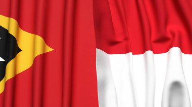 Doğu Timor ve Monako bayrakları gerçekçi kumaş desenli.