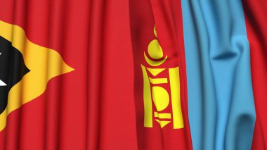 Doğu Timor ve Moğolistan bayrakları gerçekçi kumaş dokusuna sahiptir.