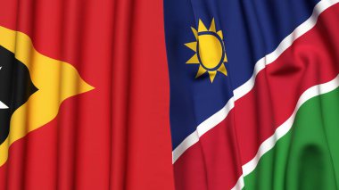 Doğu Timor ve NAMIBIA 'nın gerçekçi kumaş dokusuna sahip bayrakları