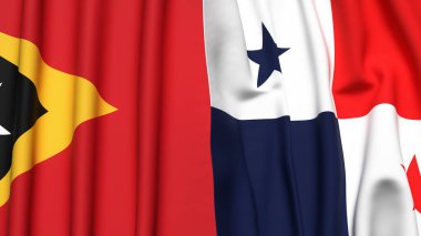 Doğu TiMOR ve Panama bayrakları gerçekçi kumaş dokusuna sahip