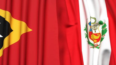 Doğu Timor ve Peru 'nun gerçekçi kumaş dokusuna sahip bayrakları
