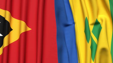 Doğu Timor 'un bayrakları ve gerçekçi kumaş dokusuna sahip Aziz Venture.