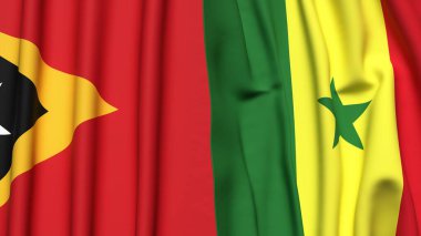 Doğu Timor ve Senegal bayrakları gerçekçi kumaş dokusuna sahipler.