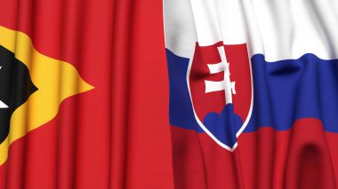 Doğu Timor ve SLOVAKIA bayrakları gerçekçi kumaş dokusuyla