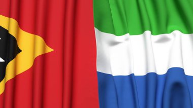 Gerçek kumaş dokusuna sahip Doğu Timor ve Sierra Leone bayrakları