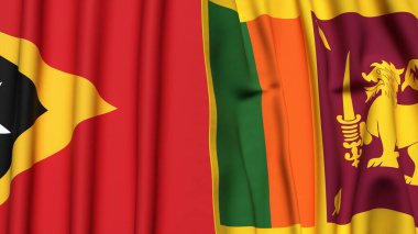 Doğu TiMOR ve SRI LANKA bayrakları gerçekçi kumaş dokusuna sahip