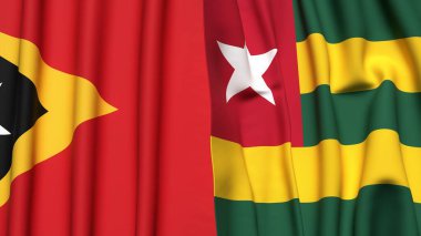 Doğu TiMOR ve TOGO bayrakları gerçekçi kumaş dokusuyla