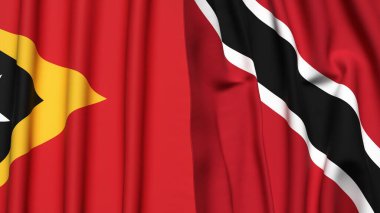 Gerçekçi kumaş dokusuna sahip Doğu Timor ve TRINIDAD bayrakları
