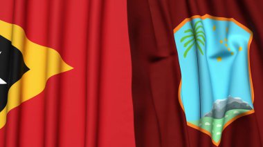 Doğu Timor ve Batı Hint Adaları bayrakları gerçekçi kumaş desenli