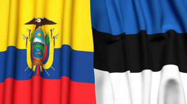 Gerçek kumaş dokusuna sahip Ekvador ve Estonya bayrakları