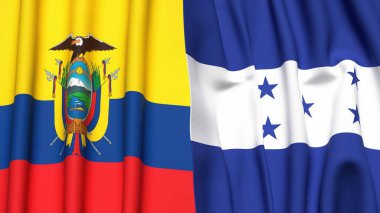 Gerçekçi kumaş dokusuna sahip Ekvador ve HONDURAS bayrakları