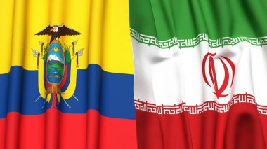 Ekvador ve İRAN bayrakları gerçekçi kumaş desenli